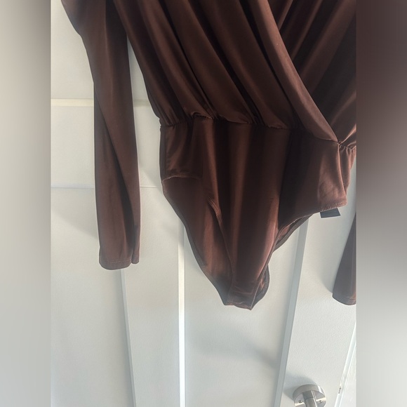 Lipsy Brown Wrap Bodysuit - Picture 14 of 14